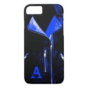 Veste en cuir bleu monogramme iPhone 7 coque