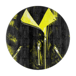 Veste en cuir Jaune planche à découper ronde