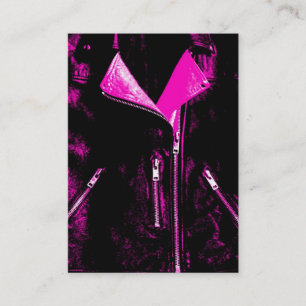 Veste en cuir rose carte de visite noir chubby