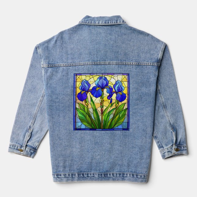 Veste en jean Artisan Blue Iris vitrail (Verso)