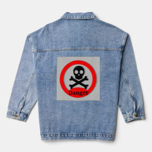 Veste en jean aux crânes et tibias croisés audacie