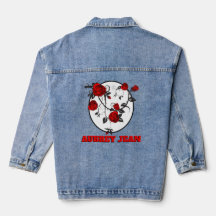 Veste en jean aux roses rouges gothiques