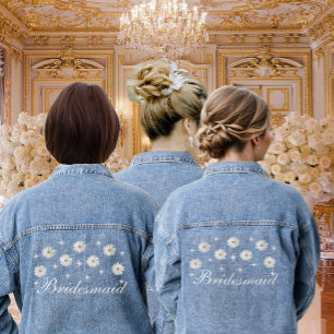 Veste en jean élégante florale pour demoiselle d'h