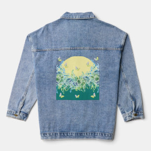 Veste en jean papillon floral vert sarcelle