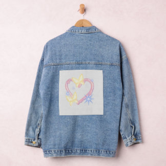 Veste en jean personnalisée brodée d'un cœur papil