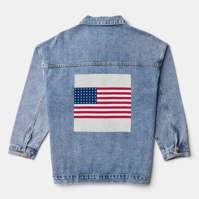 Veste en jean pour femmes, drapeau USA ( Jacket) (Verso)