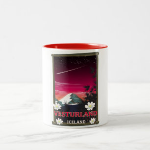Vesturland Island Reiseplakat Zweifarbige Tasse