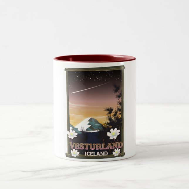 Vesturland Island Reiseplakat Zweifarbige Tasse (Mittel)