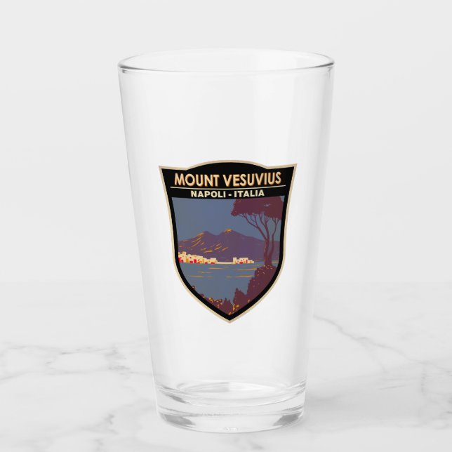Vesuv Golf von Neapel Abzeichen Vintag Glas (Vorderseite)
