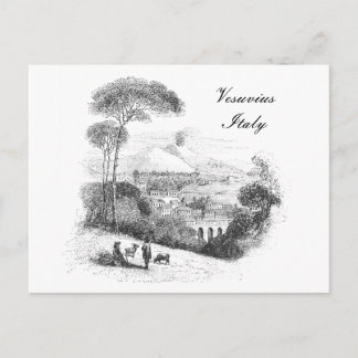 Vesuv-Vulkan und Neapel Vintage Postkarte