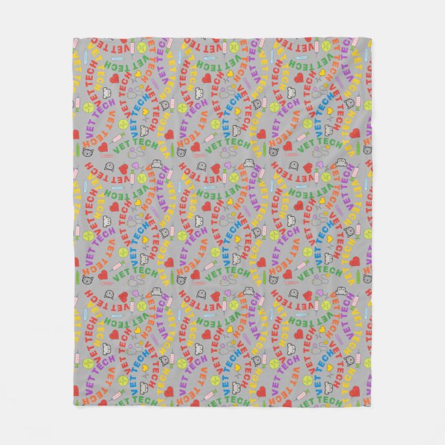 Vet Tech farbenfrohe Buchstaben Fleecedecke (Vorderseite)