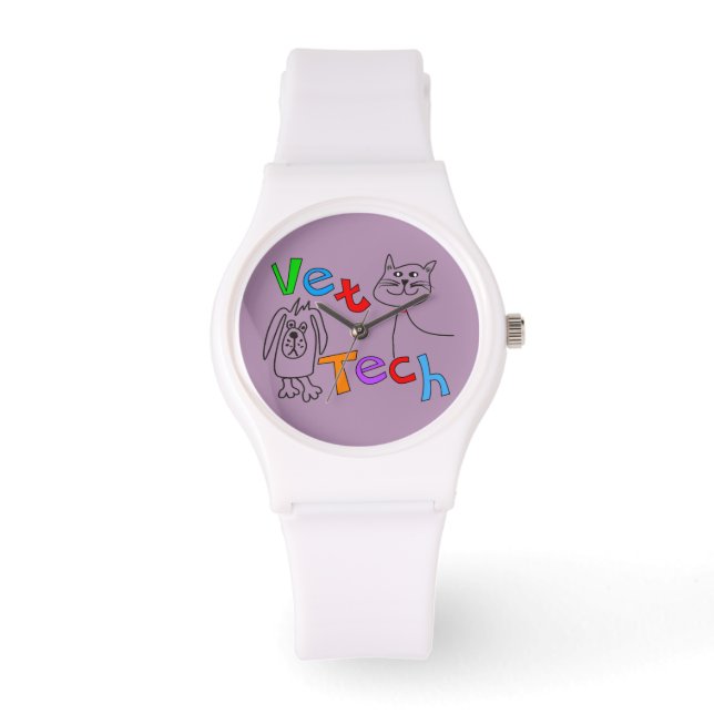 Vet Tech Montre Chat et Chien Design Purple (Recto)