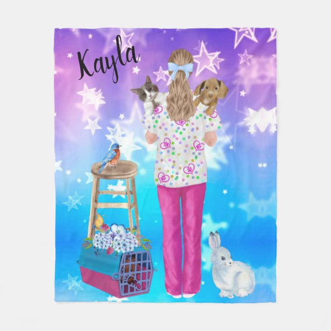 Vet Tech Personalized Cat, Dog, Bird, Bunny Fleece (Vorderseite)