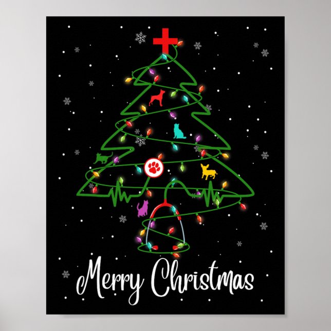 Vet Tech Veterinarian Christmas Tree Merry Christm Poster (Vorne)