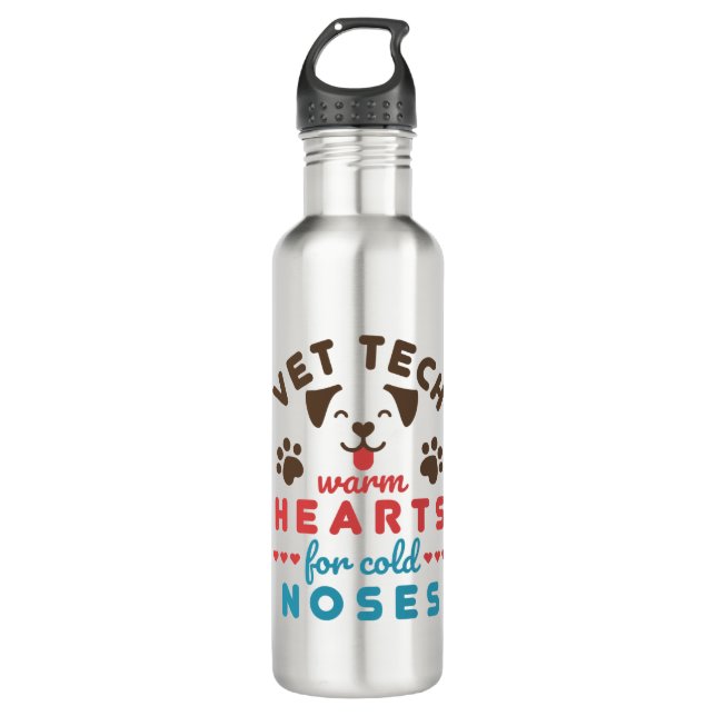 Vet Tech Warm Hearts for Cold Noses Edelstahlflasche (Vorderseite)