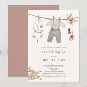 Vêtements bébé Boho Baby shower Invitation