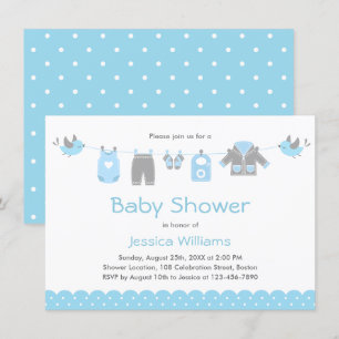 Vêtements Bleus mignons   Invitation Baby shower g