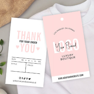 Vêtements rose féminin Étiquette Boutique Hang Tag