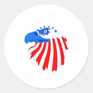Veteran Christlich Veteran Patriot Not Garbage Runder Aufkleber