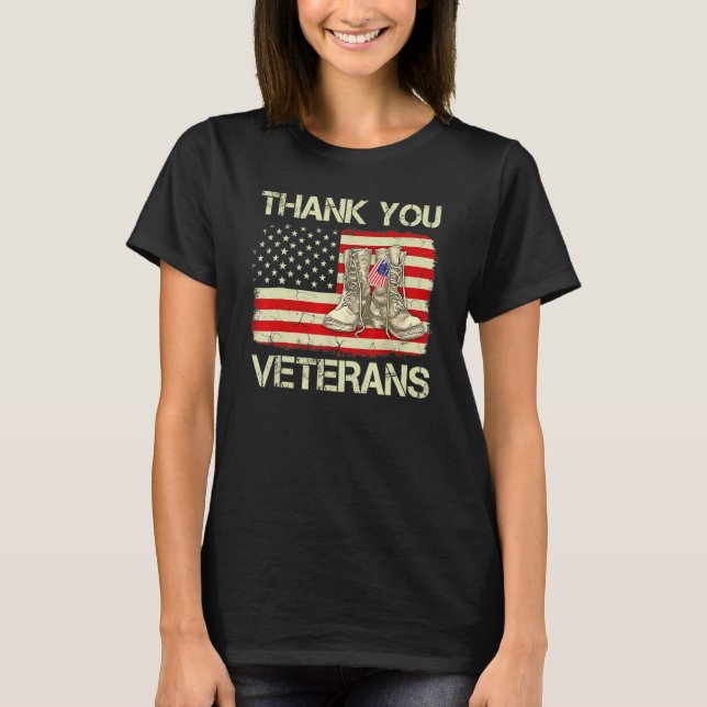 Veteran Day American Flag Vielen Dank Veteran Comb T-Shirt (Vorderseite)