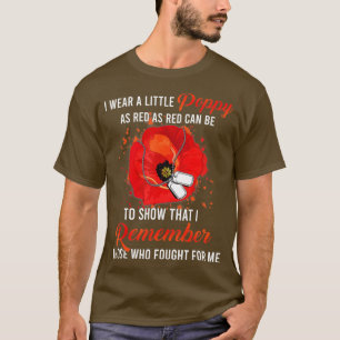 Veteran Day Lest We Vergessen Red Poppy Blume USA  T-Shirt