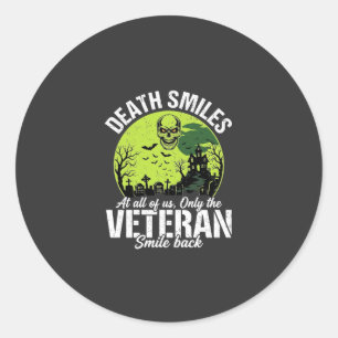 Veteran Death Smiles Halloween Design_1 Runder Aufkleber