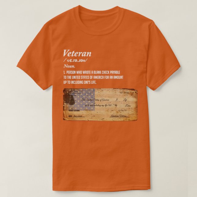 Veteran Definition Patriotic Veteran Blank Karo T-Shirt (Design vorne)