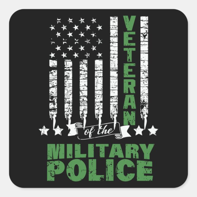 Veteran der Militärpolizei - US-Flagge Quadratischer Aufkleber (Vorderseite)
