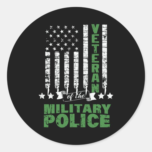 Veteran der Militärpolizei - US-Flagge Runder Aufkleber (Vorderseite)