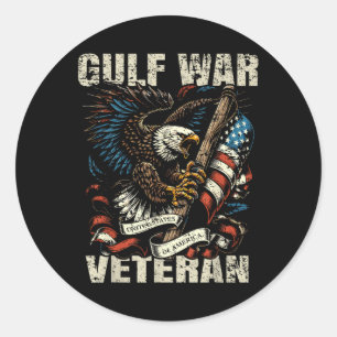 Veteran des Golfkriegs Patriotic Eagle Usa Flaggen Runder Aufkleber