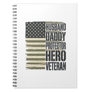 Veteran Ehemann Daddy Beschützer Held Flag Shirt D Notizblock