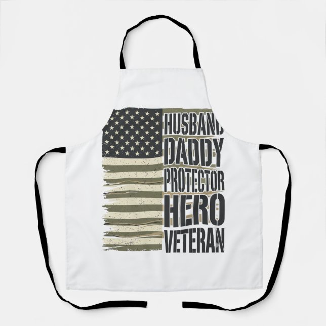Veteran Ehemann Daddy Beschützer Held Flag Shirt D Schürze (Vorderseite)