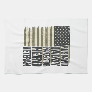 Veteran Ehemann Daddy Beschützer Held Flagge Shirt Geschirrtuch