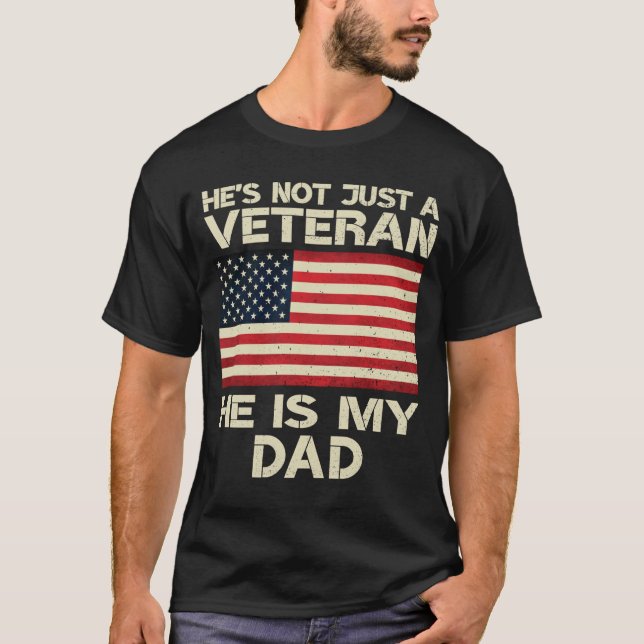 VETERAN Er ist mein VATER Amerikanischer Fahnenvet T-Shirt (Vorderseite)