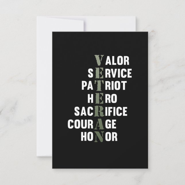 Veteran Fakten Happy Veterans Day Support Grafik RSVP Karte (Vorderseite)