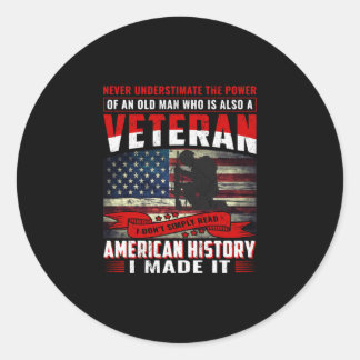 Veteran I lese nicht einfach amerikanische Geschic Runder Aufkleber