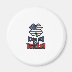 Veteran Küss Mich Patriotischer Klee Vintage-Shirt Magnet