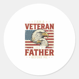 Veteran Like My Father Before Me Eagle T-Shirt_1 Runder Aufkleber