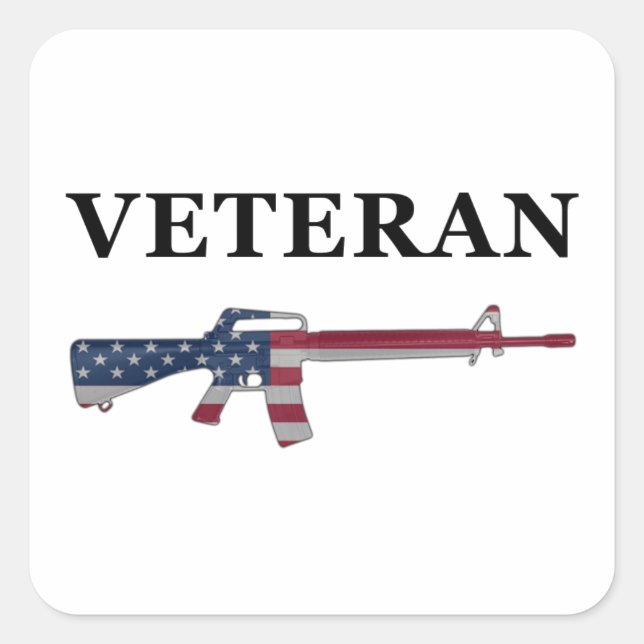 Veteran-M16-Aufkleber Quadratischer Aufkleber (Vorderseite)
