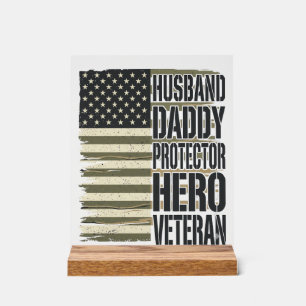 Vétéran Mari Papa Protecteur Héros Chemise Drapeau