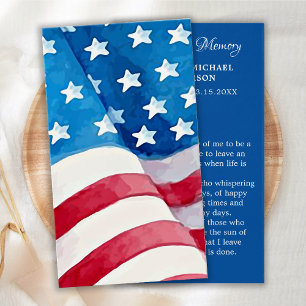 Veteran Memorial Funerary Prayer Card USA Flag