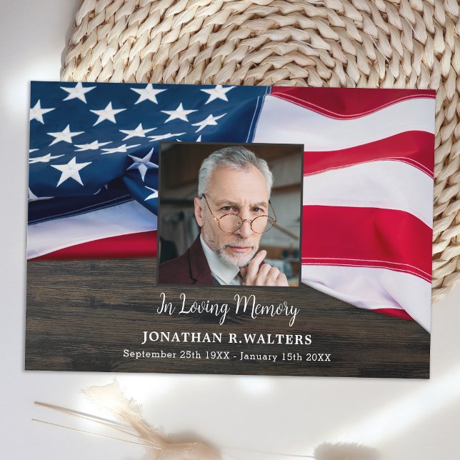 Veteran Memorial Patriotic USA Flag Foto Beileid Dankeskarte (Von Creator hochgeladen)