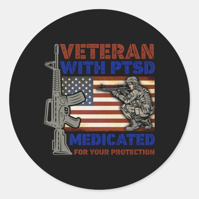 Veteran mit PTSD, die zum Schutz Ihres Runder Aufkleber (Vorderseite)