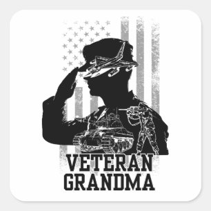 Veteran Oma Quadratischer Aufkleber