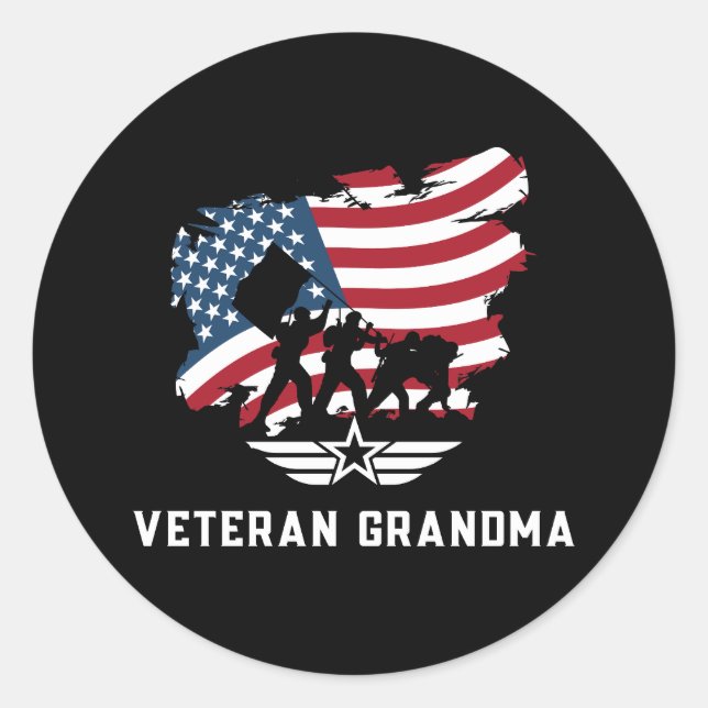 Veteran Oma Runder Aufkleber (Vorderseite)