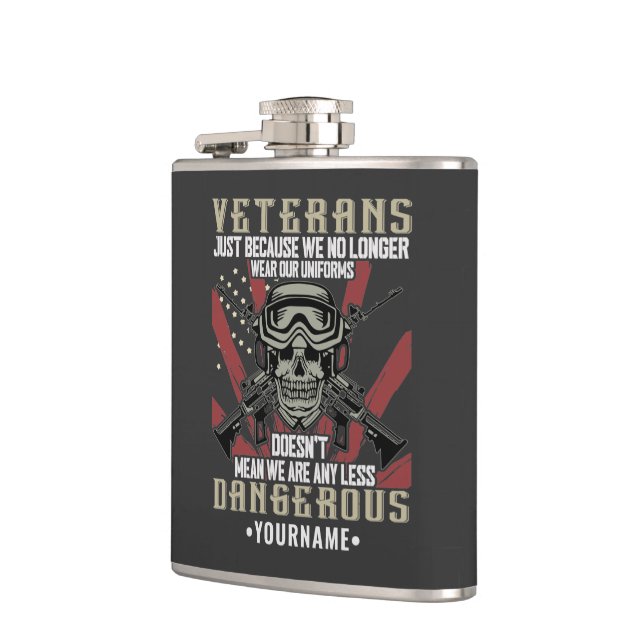 Veteran Patriotic USA Funny Humor Flachmann (Links)