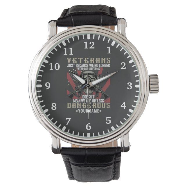 Veteran Patriotic USA Funny Spaß Armbanduhr (Vorderseite)