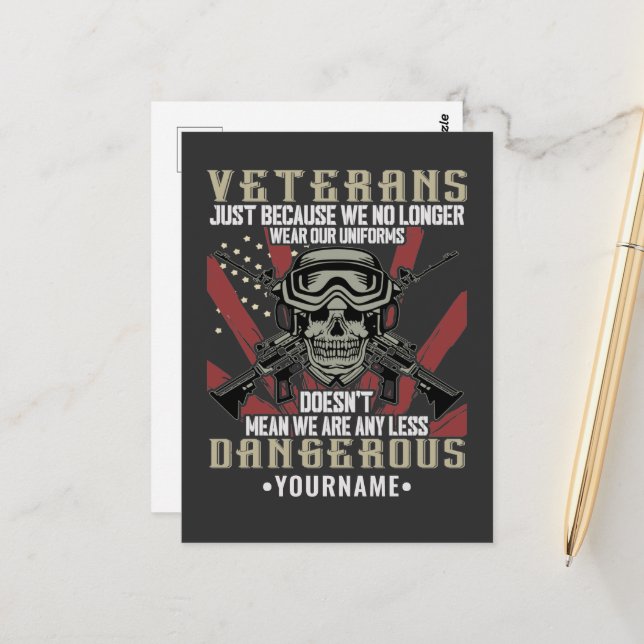 Veteran Patriotic USA Funny Spaß Postkarte (Vorderseite/Rückseite Beispiel)