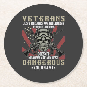 Veteran Patriotic USA Funny Spaß Runder Pappuntersetzer