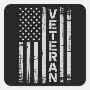Veteran patriotische US-Armee amerikanische Flagge Quadratischer Aufkleber